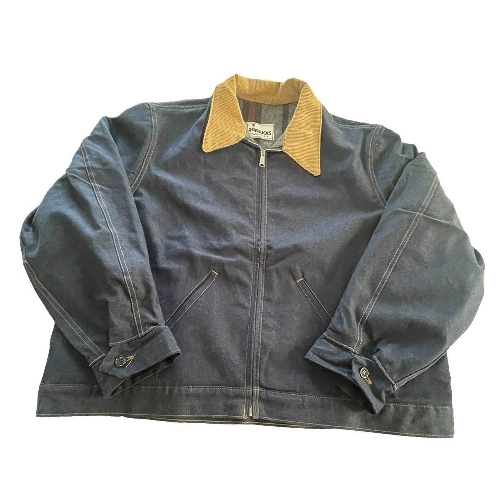 Vintage Sears Roebucks Denim Chore Coat Jacket 4XL Blanket Lined